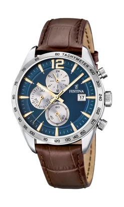 16760 Herreur, Blå/Brun/Stål, 43 mm