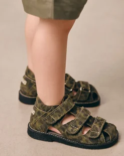 0673-101 Sandaler, Marshland Print Suede, 32