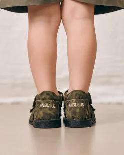 0673-101 Sandaler, Marshland Print Suede, 32