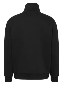 1/4 Zip Mock Neck Fleece Sweatshirt, Black, M