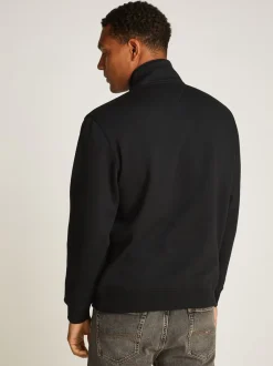 1/4 Zip Mock Neck Fleece Sweatshirt, Black, M