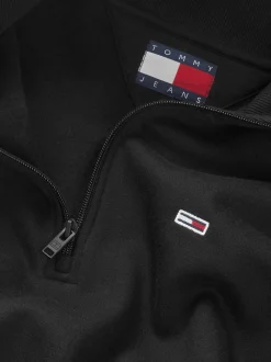 1/4 Zip Mock Neck Fleece Sweatshirt, Black, M