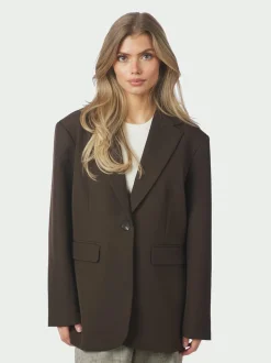 Aarielle Structure Blazer, Dark Brown, 34