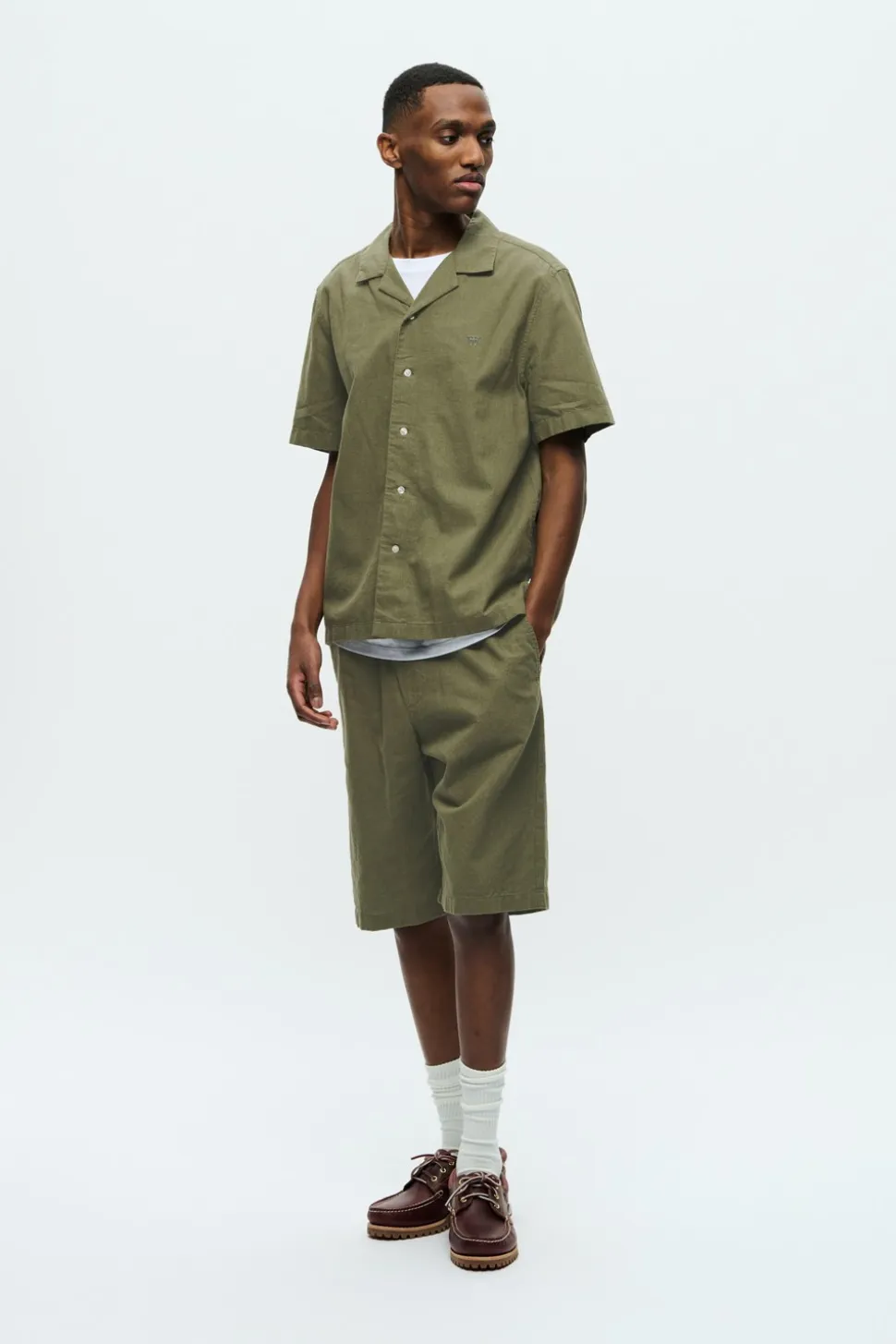 Aaron Resort Skjorte, Dusty Olive, XL