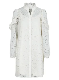 Abby Embroidery Kjole, Ivory, 34