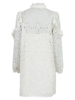 Abby Embroidery Kjole, Ivory, 34