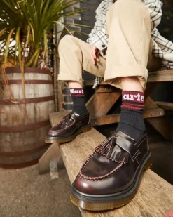 Adrian Arcadia Lether Tassel Loafers, Cherry Red Arcadia, 42