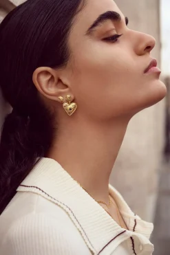 Aega Øreringe, Gold/White Zirkoner