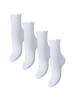 Afia 4-pak Strømper, Bright White, One size