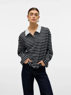 Alma Polo T-shirt, Black/White, M