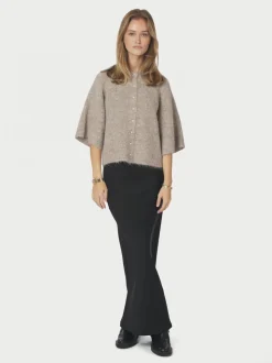 Amaya Fluffy Knit Cardigan, Beige Melange, 36