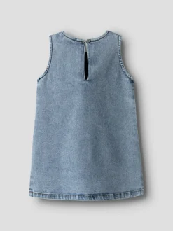 Amelia Denim Kjole, Medium Blue Denim, 116 cm