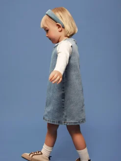 Amelia Denim Kjole, Medium Blue Denim, 116 cm