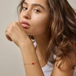 Amore Armbånd, Gold Plated/Red, 15+3 cm