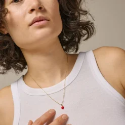 Amore Halskæde, Gold Plated/Red, 45+5 cm