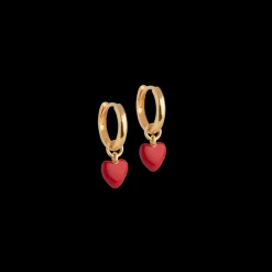 Amore Hoops, 18C Gold Plated/Red