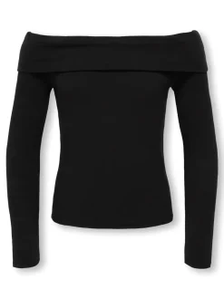 Ane Off Shoulder Bluse, Black, 158-164 cm