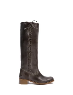 Ann Gaucho Laces Støvler, Dark Brown, 40