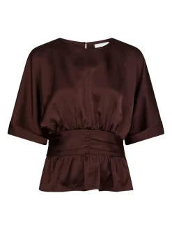 Annegret Heavy Sateen Bluse, Burgundy, 36