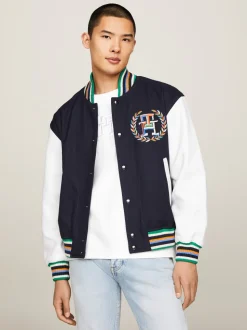 Archive Leather Mix Varsity Jakke, Desert Sky, L
