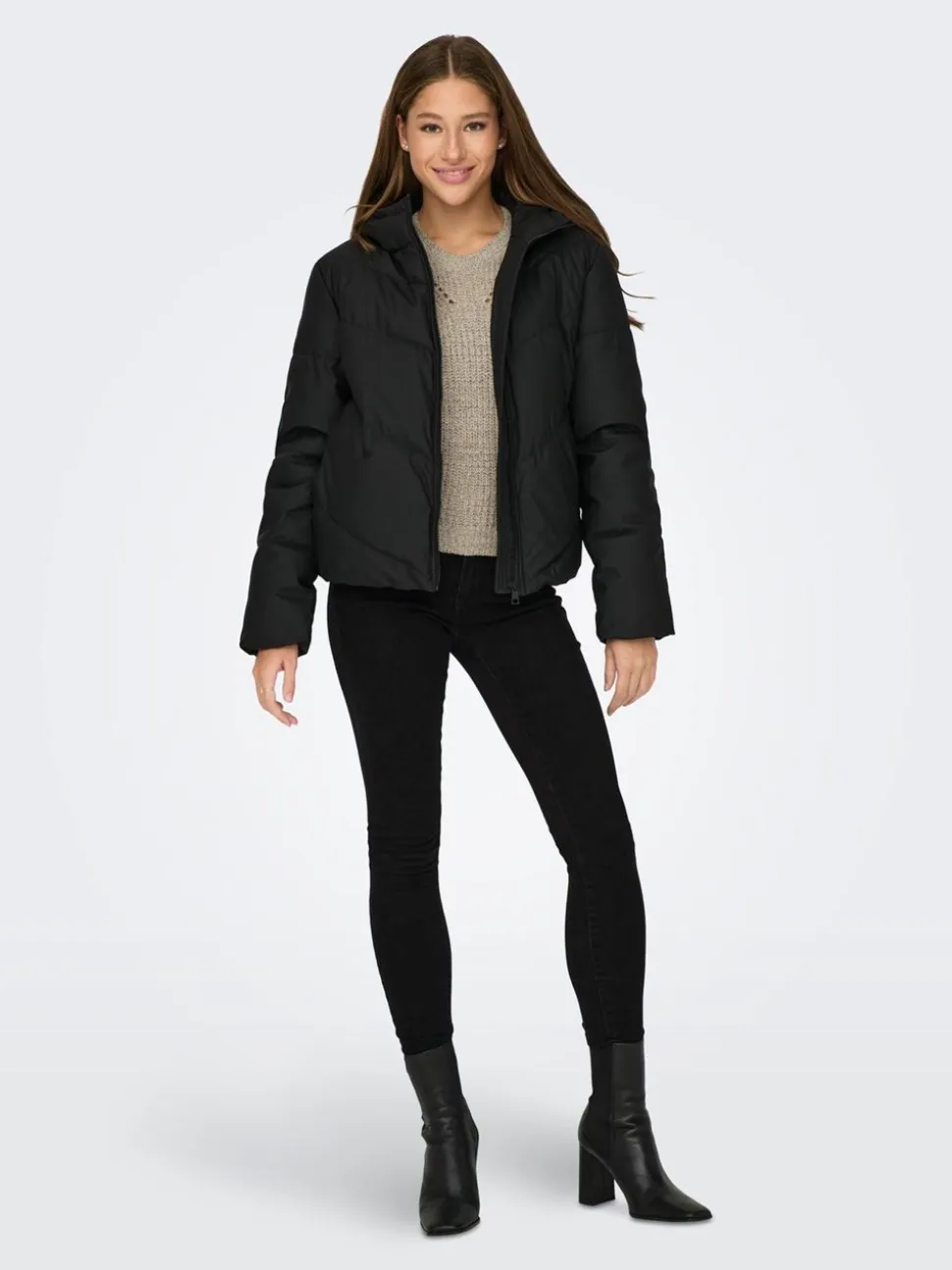 Arnhem Short Puffer Jakke, Black, XS