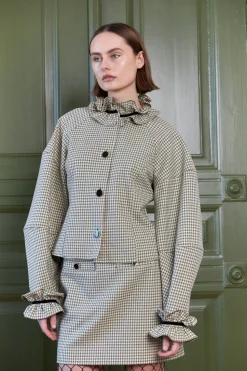 Aska Nederdel, Beige/Black Checks, 38