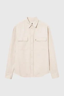 Axl Herringbone Skjorte, Sand Grey, XL