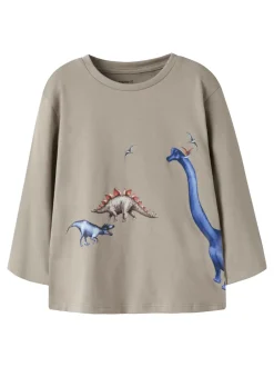 Bart Langærmet T-shirt, Vintage Khaki, 92 cm