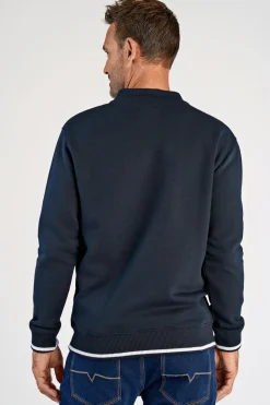 Baseball Collar Cardigan, Navy, L