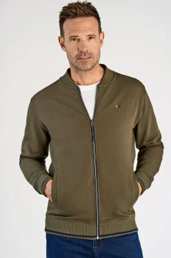 Baseball Collar Cardigan, Army, XXL