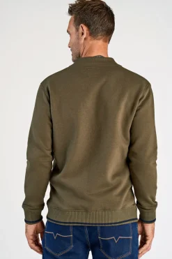 Baseball Collar Cardigan, Army, XXL