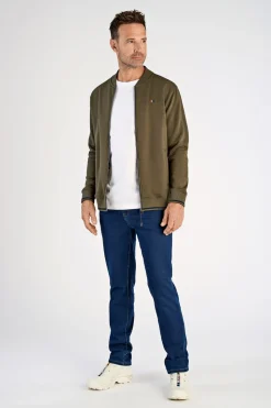 Baseball Collar Cardigan, Army, XXL