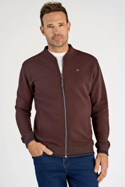 Baseball Collar Cardigan, Dk Red, XXL