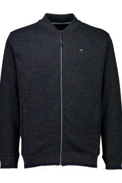 Baseball Collar Cardigan, Dk Grey Mel, XL