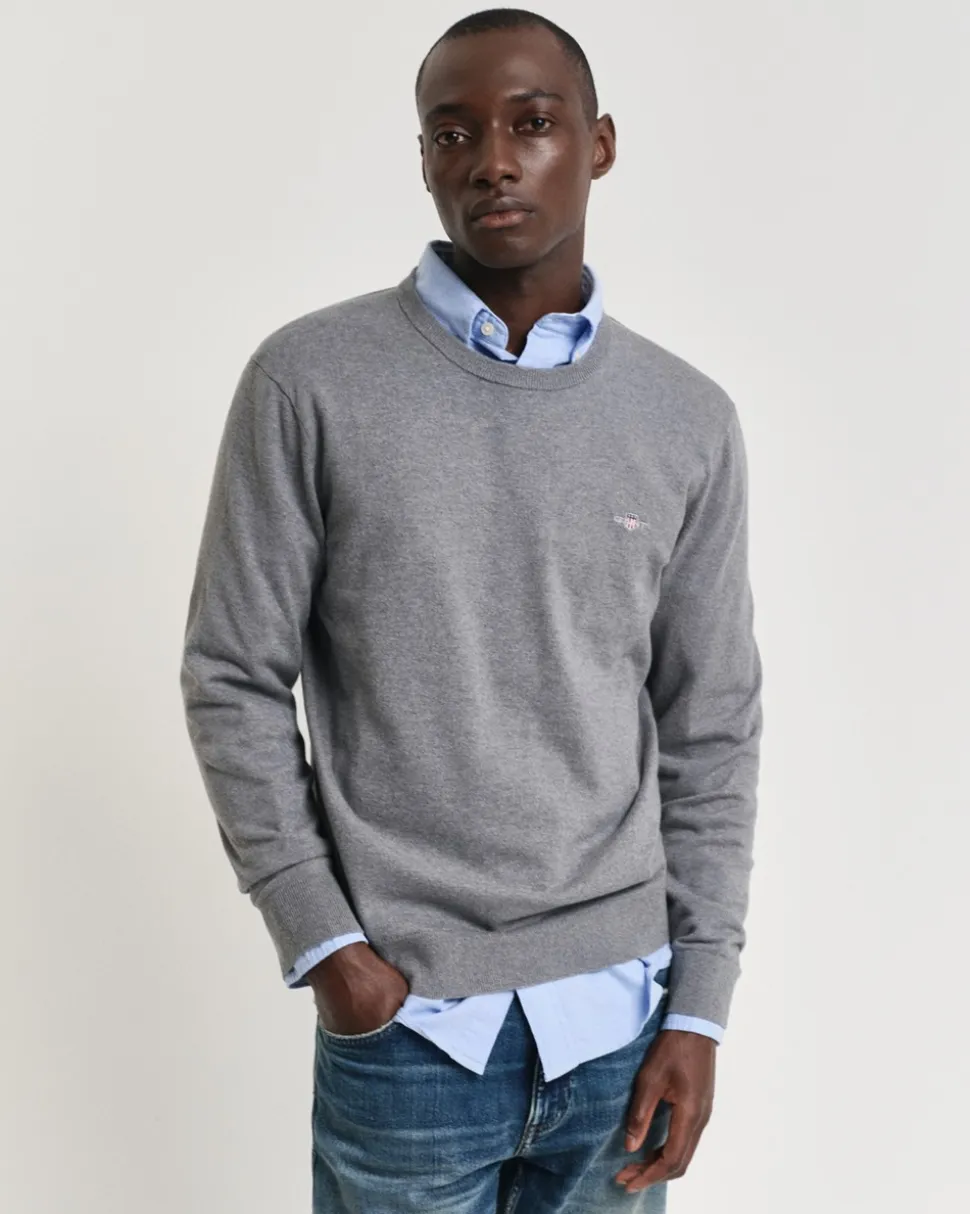 Basic Crewneck Sweater, Dark Grey Melange, M