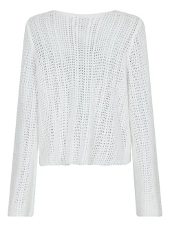 Bates Crochet Knit Cardigan, White, 42
