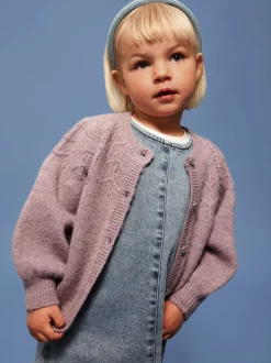 Batrilla Knit Cardigan, Lavender Gray, 110 cm
