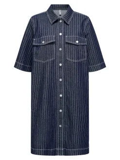 Belle Stripe Kjole, Dark Blue Denim, XS