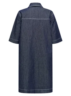 Belle Stripe Kjole, Dark Blue Denim, XS