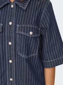 Belle Stripe Kjole, Dark Blue Denim, XS