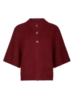 Benuta Fluffy Knit Cardigan, Dark Red, 40