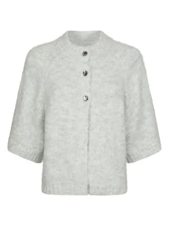 Benuta Fluffy Knit Cardigan, Light Grey Melange, 36