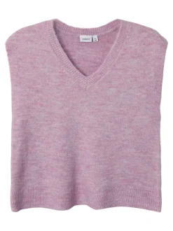 Berit Strik Vest, Elderberry, 122-128 cm