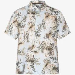 Beton Linen Print Skjorte, Air Blue, XXL