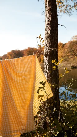 Bæk&Bølge Sengelinned, Gul/ Hvid, 140x200 cm