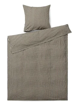 Bæk&Bølge Sengelinned, Sort/ Sand, 140x200 cm