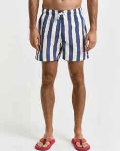 Block Stripe Badeshorts, Dusty Navy, 3XL