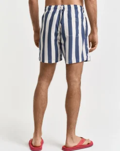 Block Stripe Badeshorts, Dusty Navy, 3XL