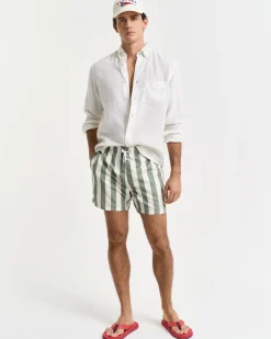 Block Stripe Badeshorts, Kalamata Green, XXL