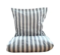 Blok Strib Sengelinned, Grå, 140x220 cm